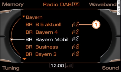 DAB station list showing stations no longer received